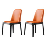 Industrial Leather Dining Side Chair with Ash Wood Legs Image - 25