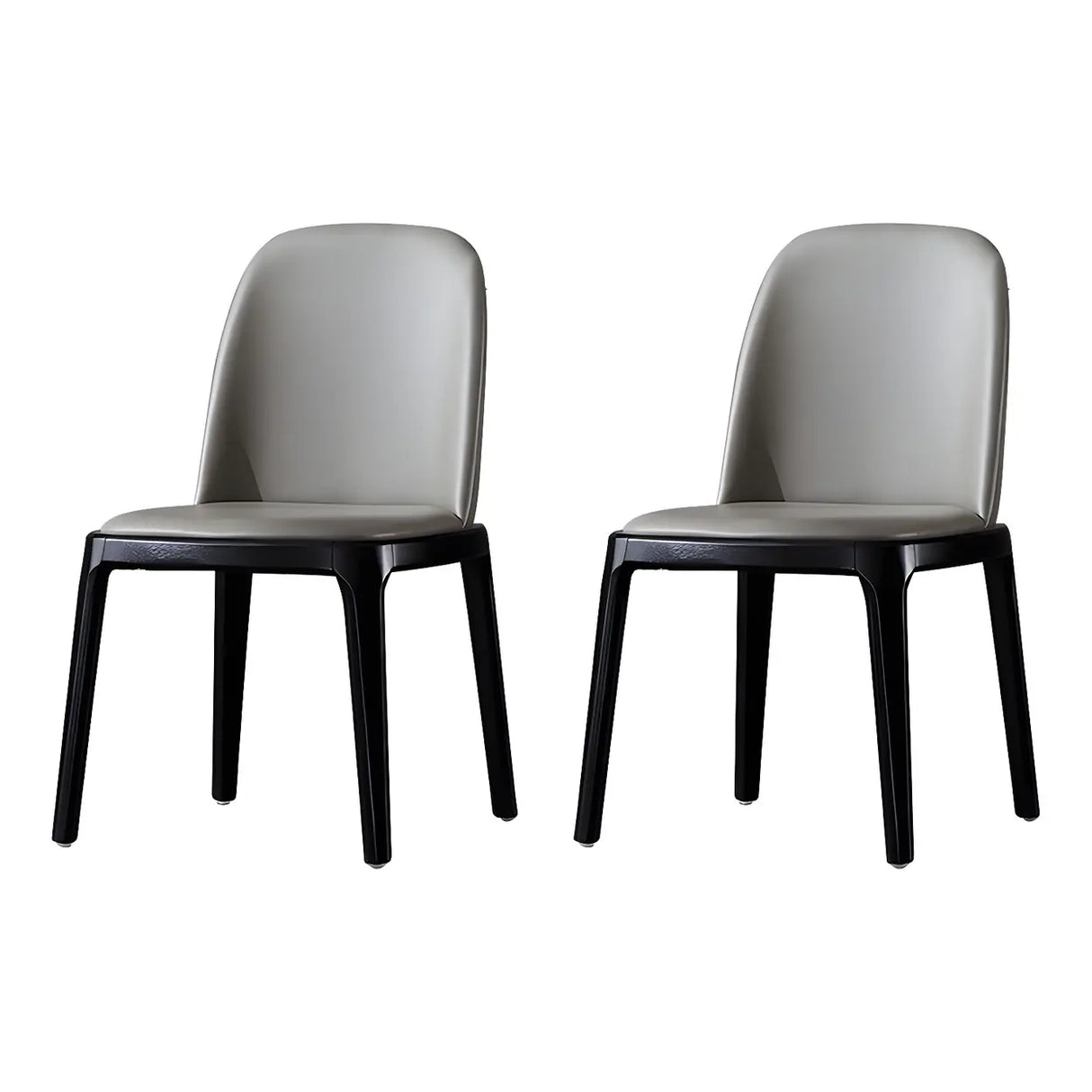 Industrial Leather Dining Side Chair with Ash Wood Legs Image - 27