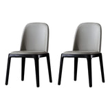 Industrial Leather Dining Side Chair with Ash Wood Legs Image - 27