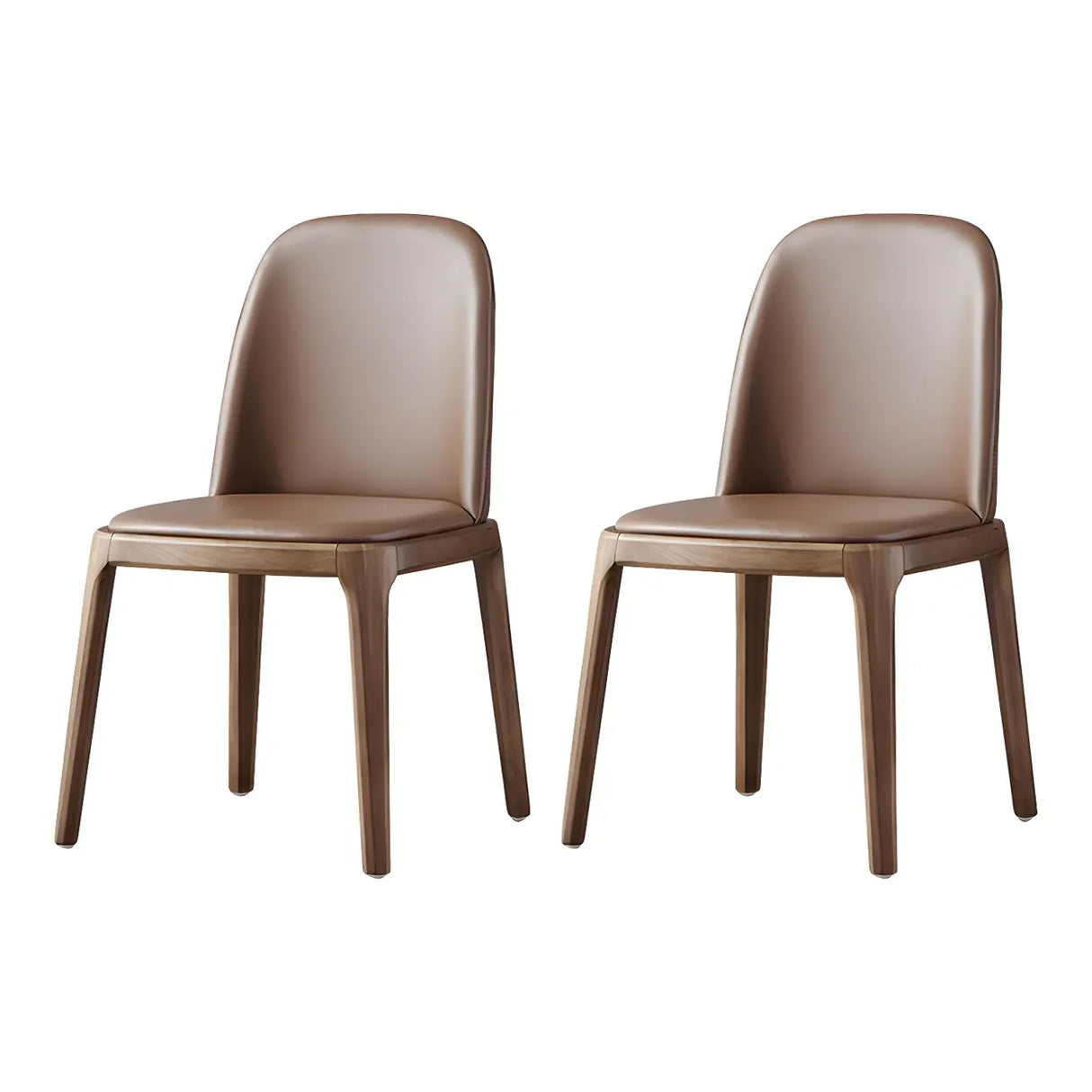 Industrial Leather Dining Side Chair with Ash Wood Legs Image - 28