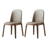 Industrial Leather Dining Side Chair with Ash Wood Legs Image - 29