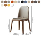 Industrial Leather Dining Side Chair with Ash Wood Legs #size