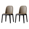 Industrial Leather Dining Side Chair with Ash Wood Legs Image - 8