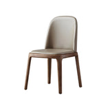 Industrial Leather Dining Side Chair with Ash Wood Legs Image - 9