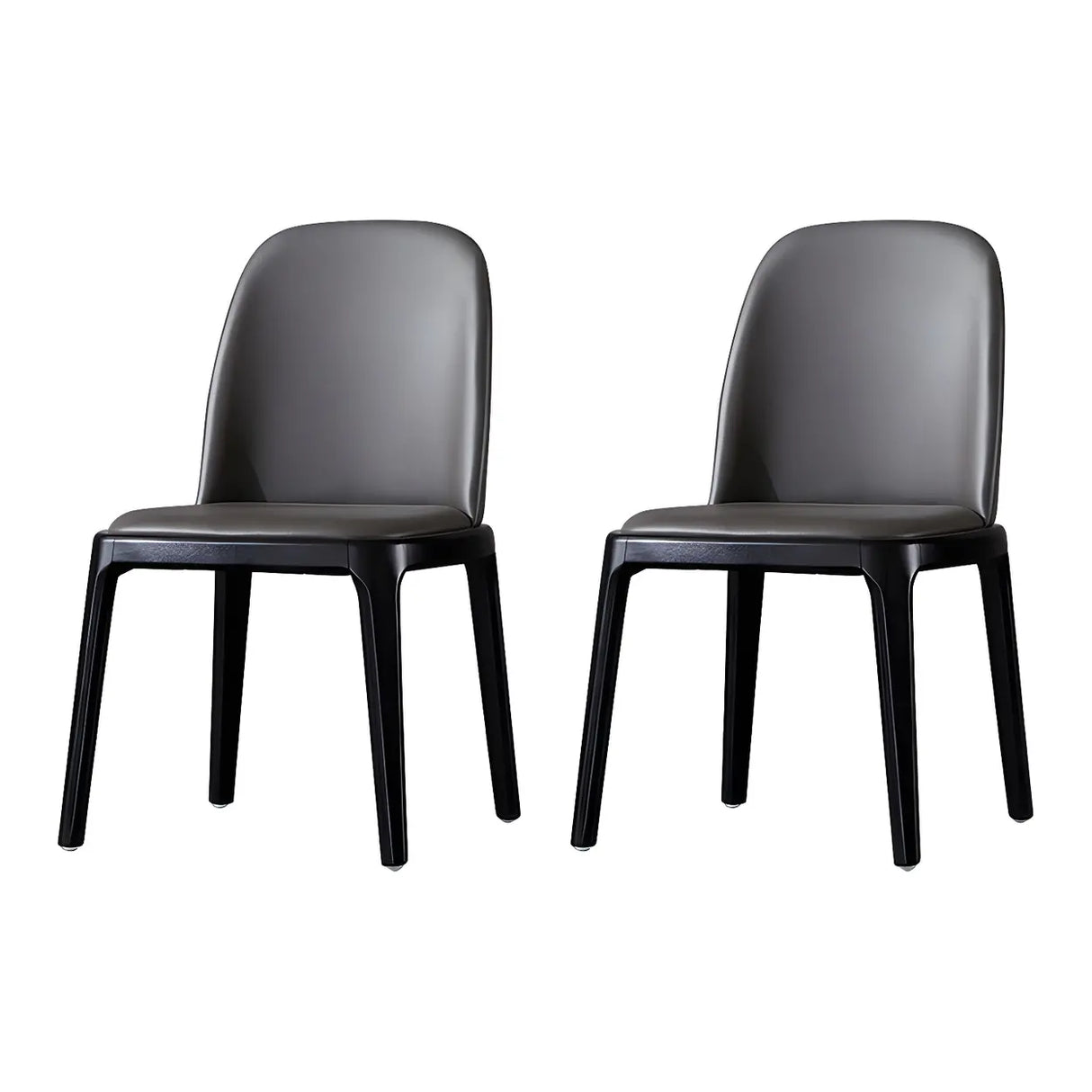 Industrial Leather Dining Side Chair with Ash Wood Legs Image - 10