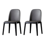 Industrial Leather Dining Side Chair with Ash Wood Legs Image - 10