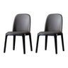 Industrial Leather Dining Side Chair with Ash Wood Legs Image - 10