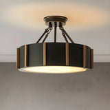 Rustic Small Black Drum LED Semi Flush Mount Light Image - 1