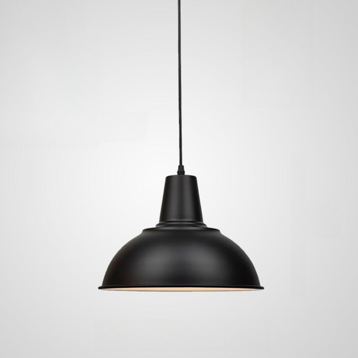 Industrial Matte Black Iron Dome Cone Pendant Light Image - 3