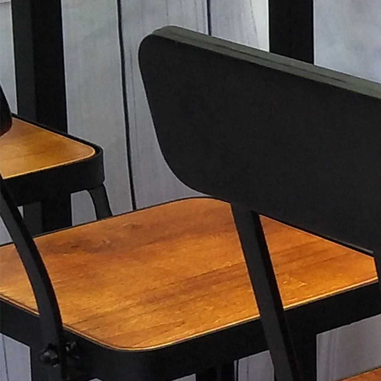 Industrial Metal Back Brown Tall Dining Chair WIth Footrest Image - 3