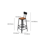 Industrial Metal Back Brown Tall Dining Chair WIth Footrest #size
