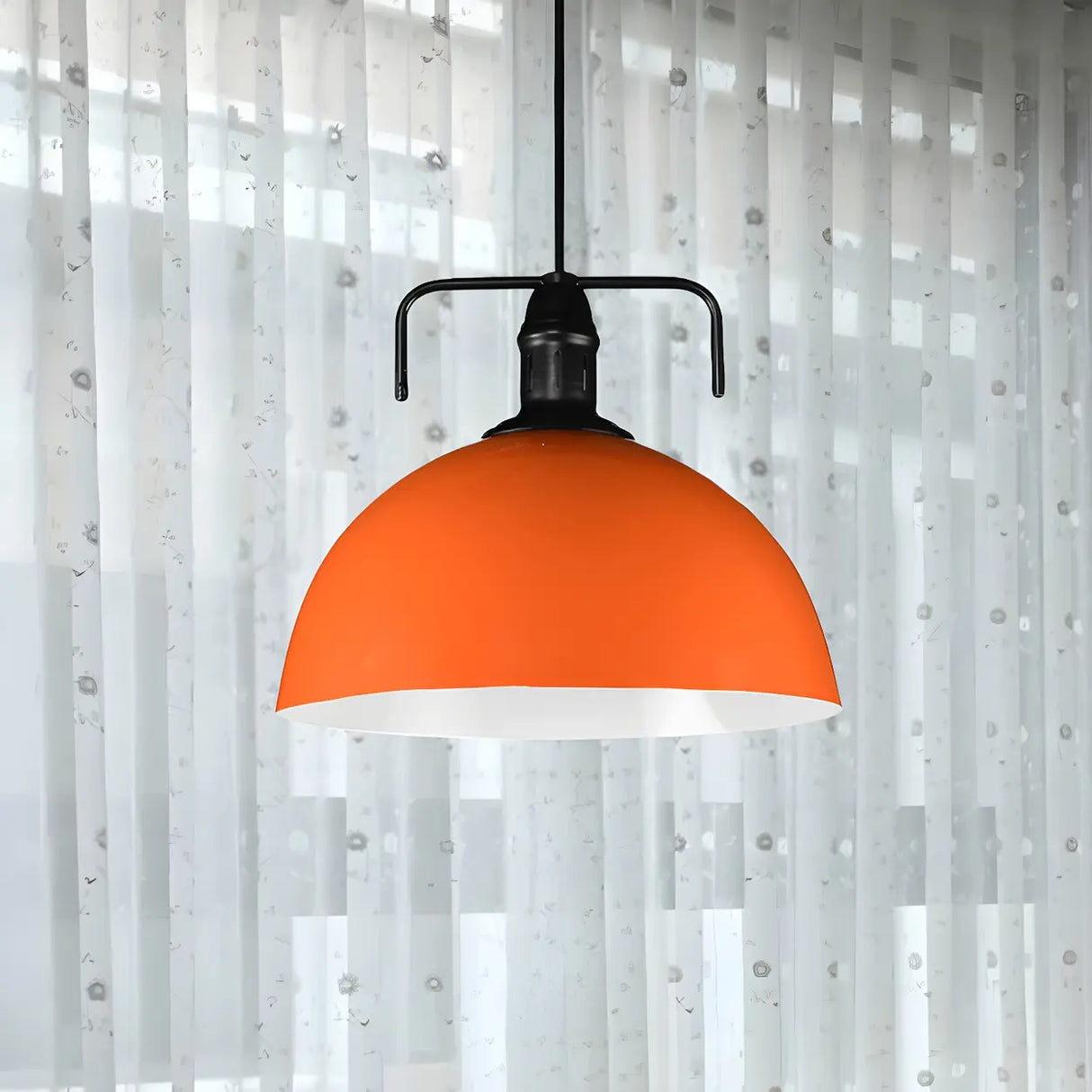 Industrial Metal Dome-Shaped Hanging Pendant Light Image - 11
