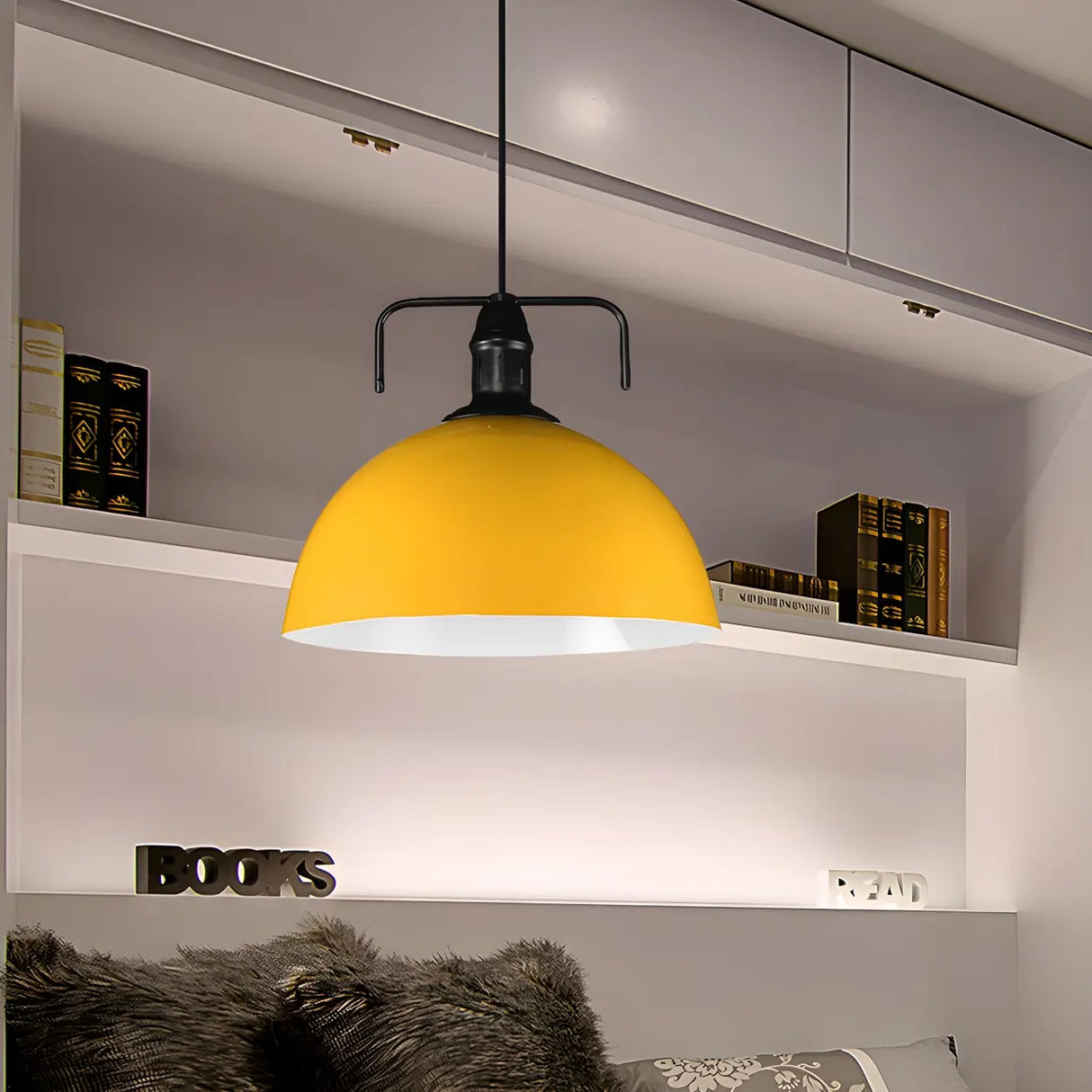 Industrial Metal Dome-Shaped Hanging Pendant Light Image - 14