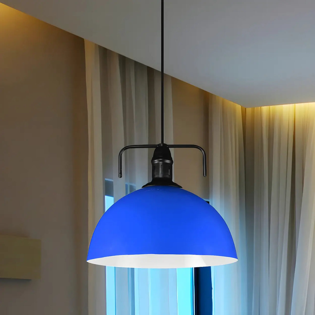 Industrial Metal Dome-Shaped Hanging Pendant Light Image - 23