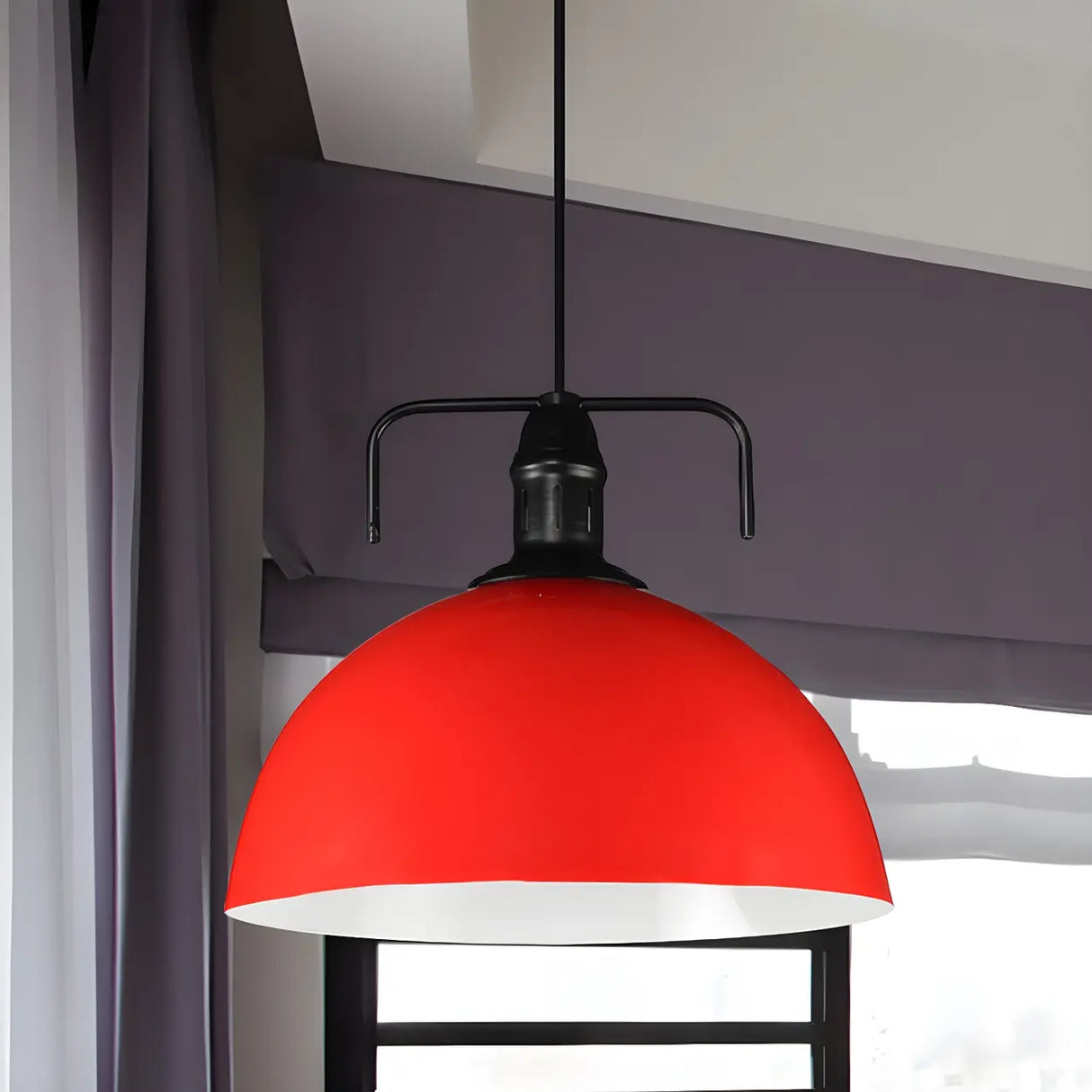 Industrial Metal Dome-Shaped Hanging Pendant Light Image - 29
