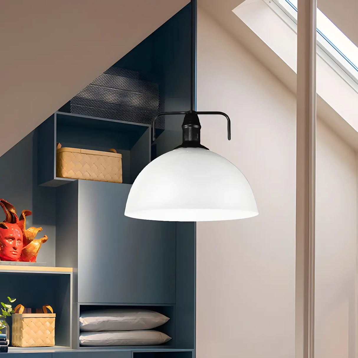Industrial Metal Dome-Shaped Hanging Pendant Light Image - 3
