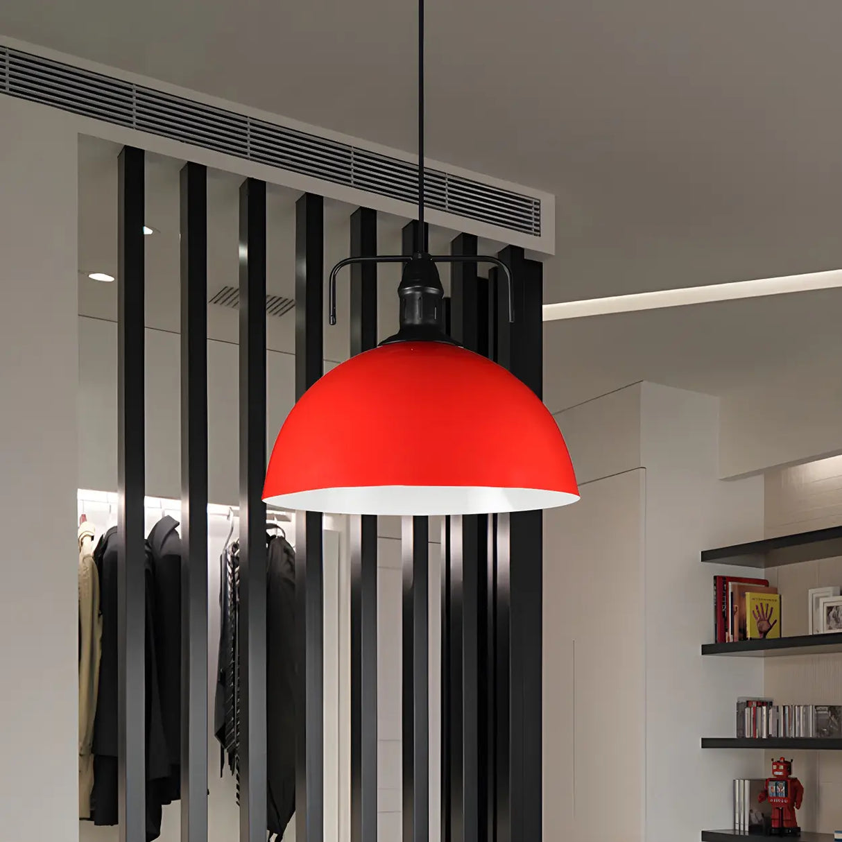 Industrial Metal Dome-Shaped Hanging Pendant Light Image - 30