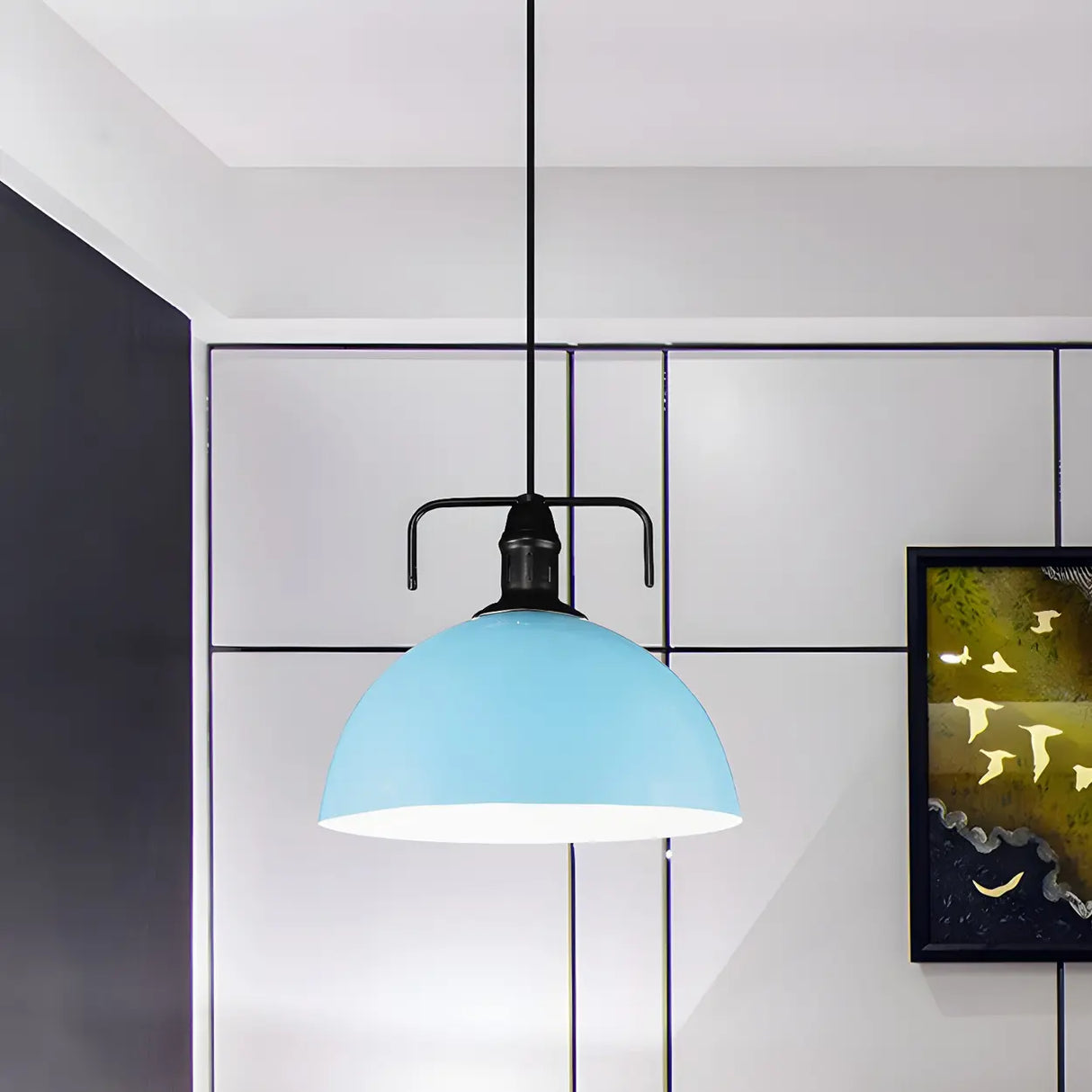 Industrial Metal Dome-Shaped Hanging Pendant Light Image - 7
