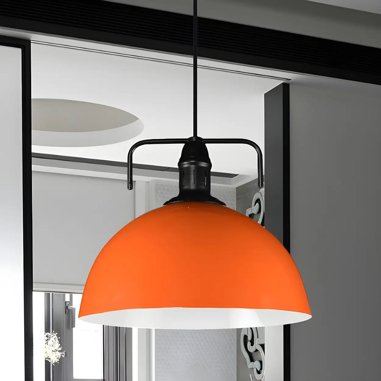 Industrial Metal Dome-Shaped Hanging Pendant Light Image - 9
