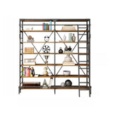 Industrial Metal Frame Large 6-Layer Storage Bookshelf Image - 5
