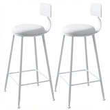 2 Piece Set Upholstered Round-White Industrial Metal Frame Wood Square Bar Stool with Backrest Image - 27