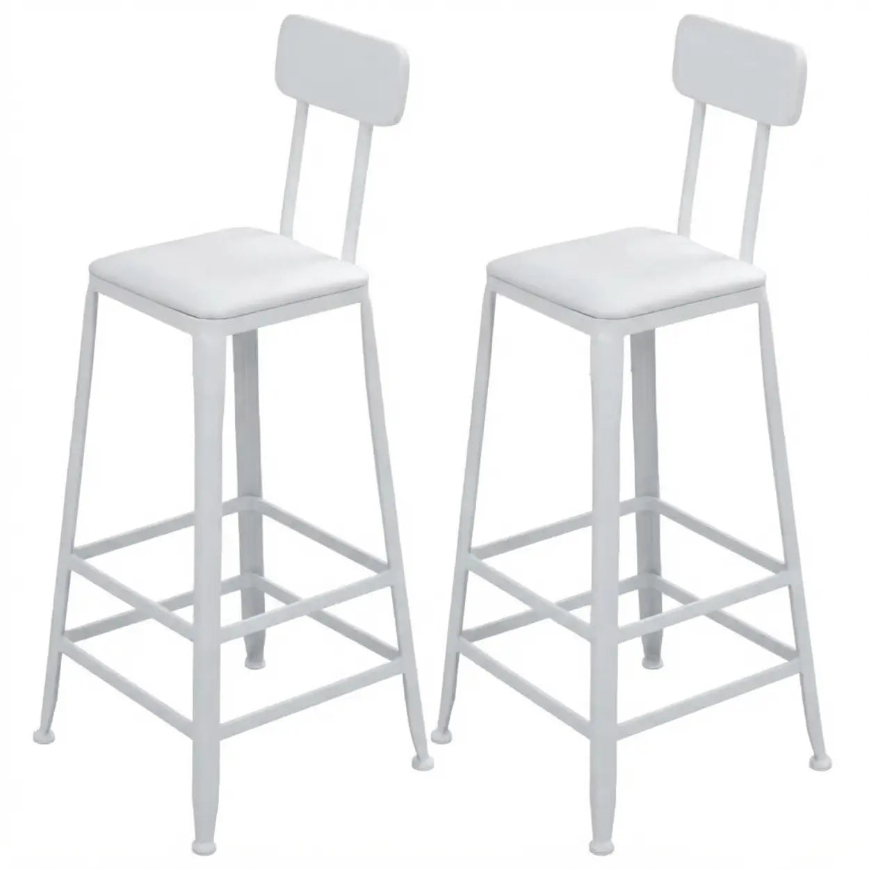 2 Piece Set Upholstered Square-White Industrial Metal Frame Wood Square Bar Stool with Backrest Image - 28