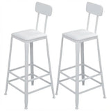 2 Piece Set Upholstered Square-White Industrial Metal Frame Wood Square Bar Stool with Backrest Image - 28