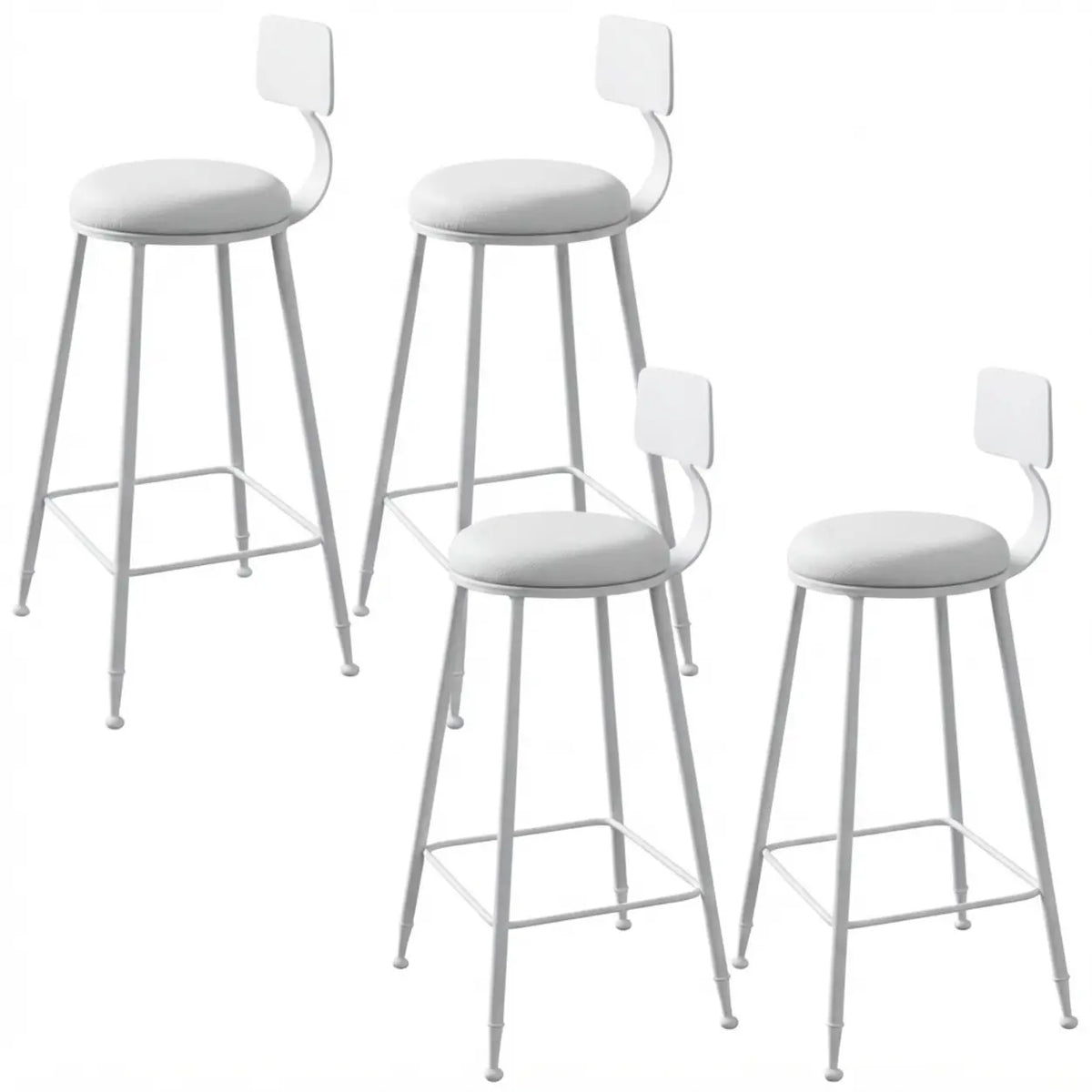 4 Piece Set Upholstered Round-White Industrial Metal Frame Wood Square Bar Stool with Backrest Image - 31