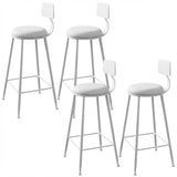 4 Piece Set Upholstered Round-White Industrial Metal Frame Wood Square Bar Stool with Backrest Image - 31