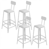4 Piece Set Upholstered Square-White Industrial Metal Frame Wood Square Bar Stool with Backrest Image - 32