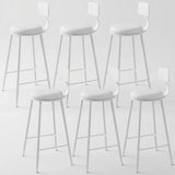 6 Piece Set Upholstered Round-White Industrial Metal Frame Wood Square Bar Stool with Backrest Image - 35