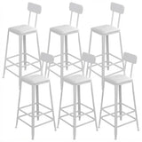 6 Piece Set Upholstered Square-White Industrial Metal Frame Wood Square Bar Stool with Backrest Image - 37