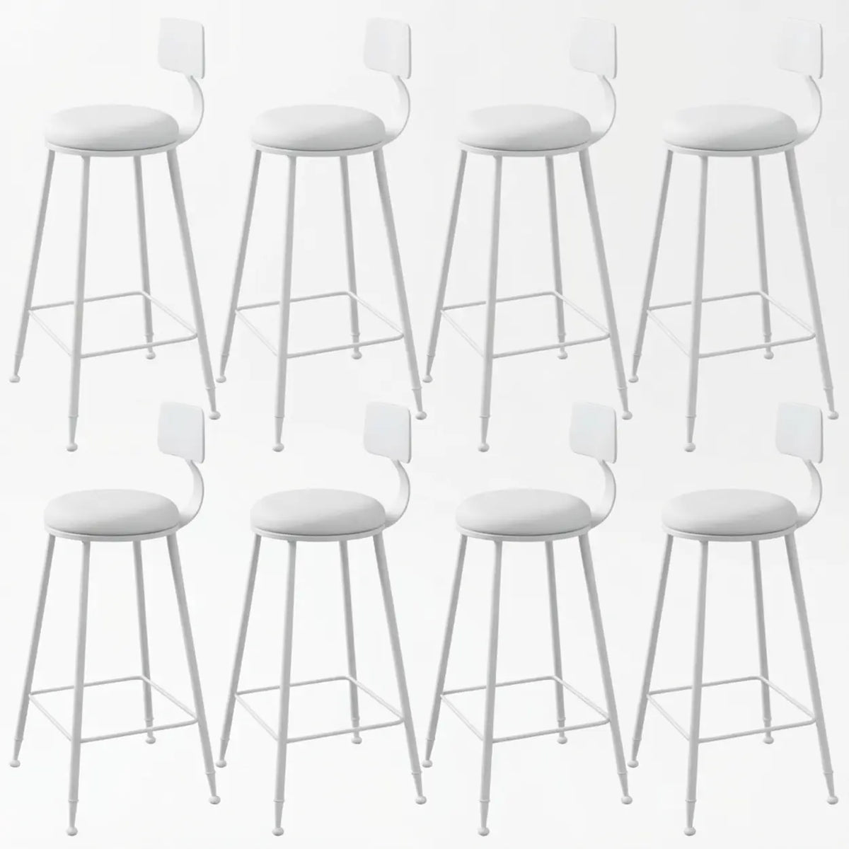 8 Piece Set Upholstered Round-White Industrial Metal Frame Wood Square Bar Stool with Backrest Image - 39