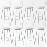 8 Piece Set Upholstered Round-White Industrial Metal Frame Wood Square Bar Stool with Backrest Image - 39