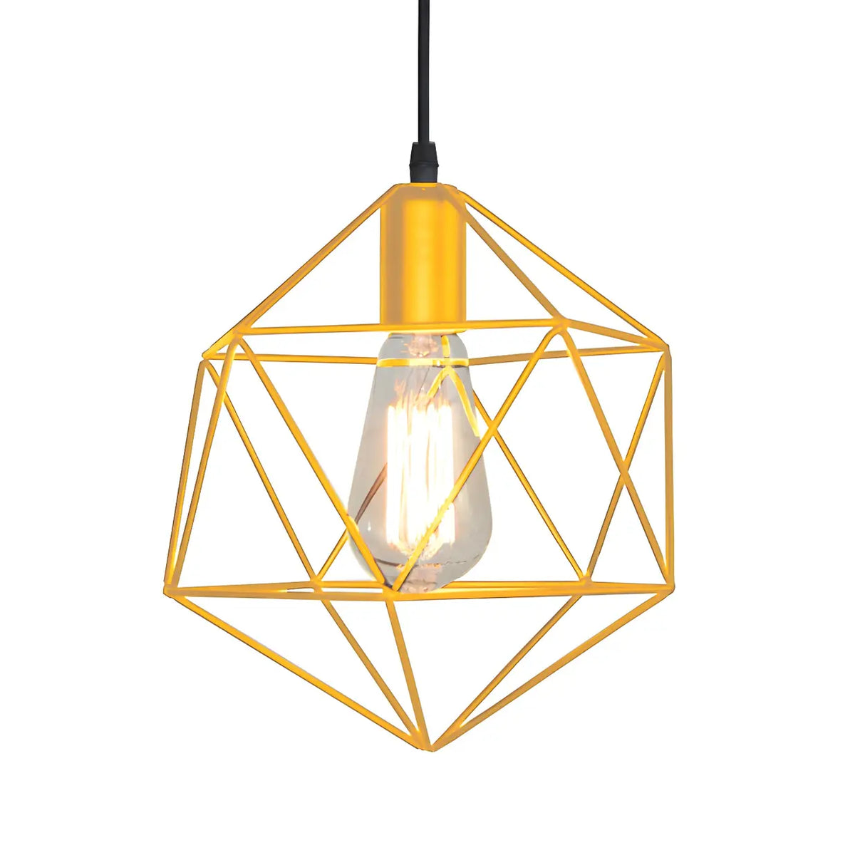 Industrial Metal Geometric Cage Shape Pendant Light Image - 3