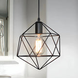 Industrial Metal Geometric Cage Shape Pendant Light Image - 4