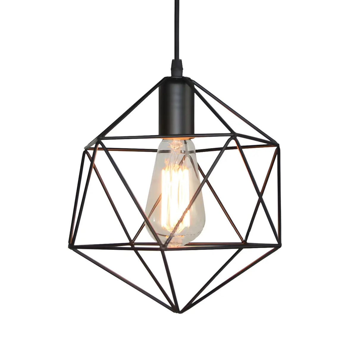 Industrial Metal Geometric Cage Shape Pendant Light Image - 5