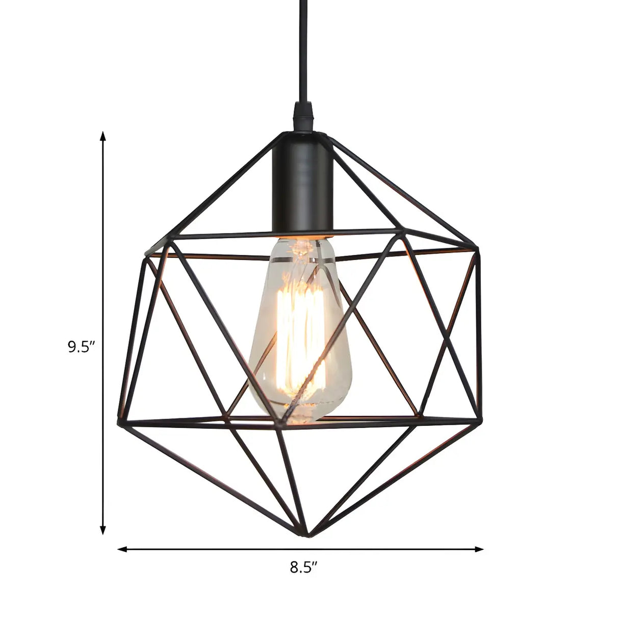 Industrial Metal Geometric Cage Shape Pendant Light Image - 7