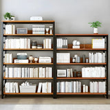 Industrial Oak Metal Large Open Back Storage Bookcase Image - 1