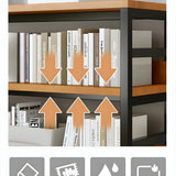 Industrial Oak Metal Large Open Back Storage Bookcase Image - 13