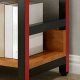 Industrial Oak Metal Large Open Back Storage Bookcase Image - 16