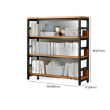 Industrial Oak Metal Large Open Back Storage Bookcase Image - 36