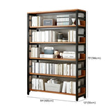 Industrial Oak Metal Large Open Back Storage Bookcase Image - 42