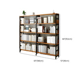 Industrial Oak Metal Large Open Back Storage Bookcase Image - 47