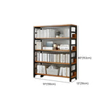 Industrial Oak Metal Large Open Back Storage Bookcase Image - 48