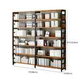 Industrial Oak Metal Large Open Back Storage Bookcase Image - 56