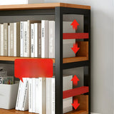 Industrial Oak Metal Large Open Back Storage Bookcase Image - 8