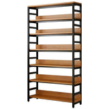 Industrial Oak Metal Large Open Back Storage Bookcase Image - 9