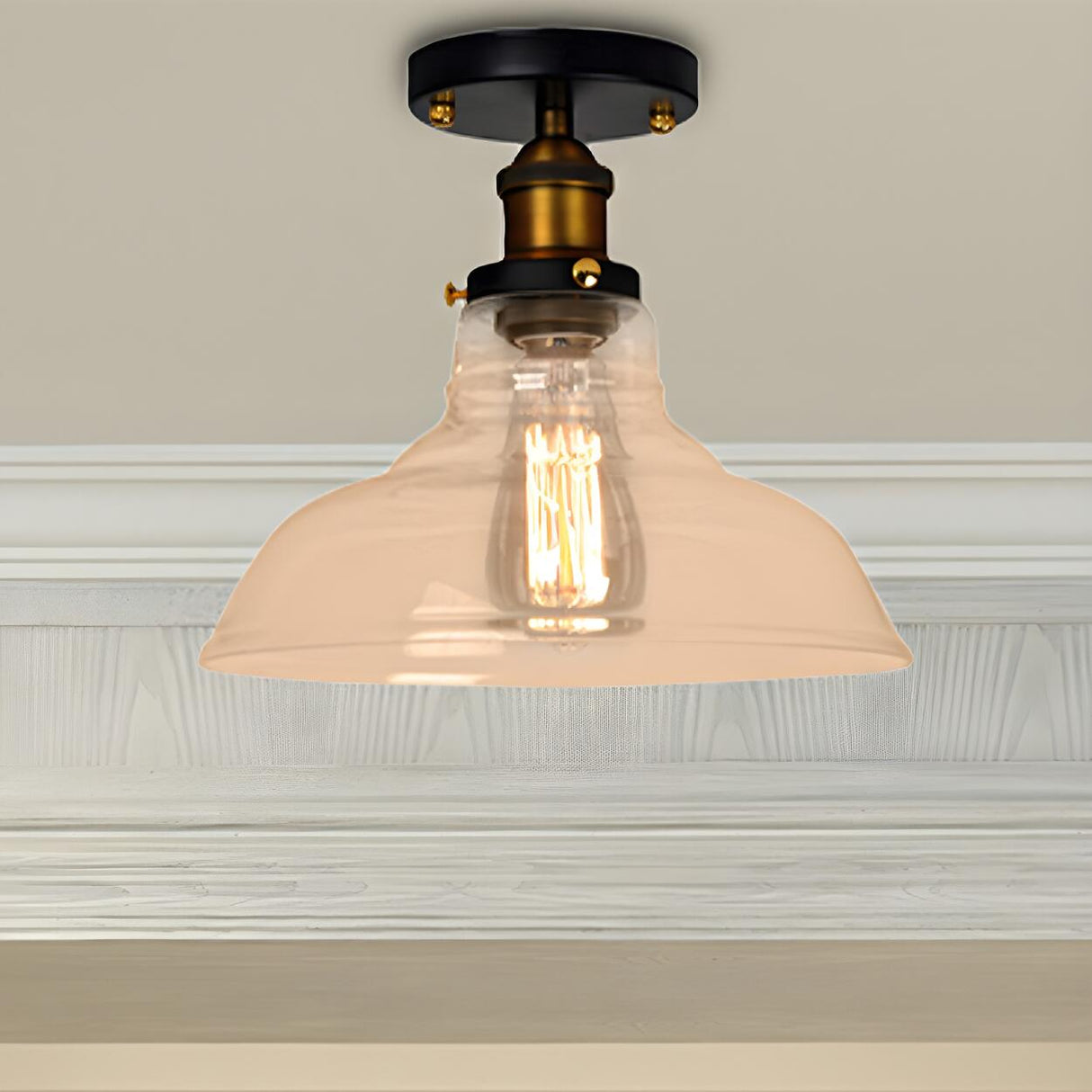 Industrial Mini Barn Clear Glass Semi-Flush Mount Light Image - 6