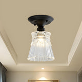 Industrial Mini Cone Wavy Glass Semi-Flush Mount Light Image - 11